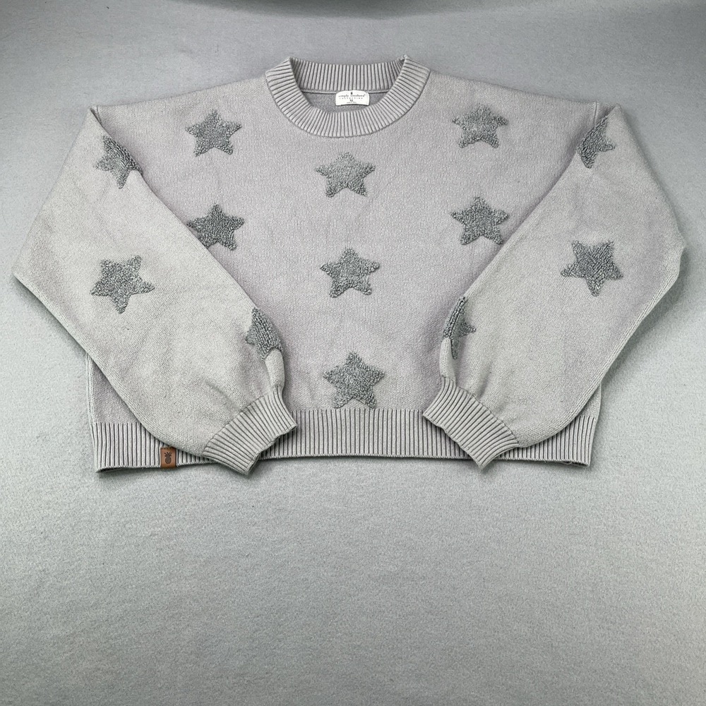Simply Southern Pullover Crop Top Size XL Gray with Stars